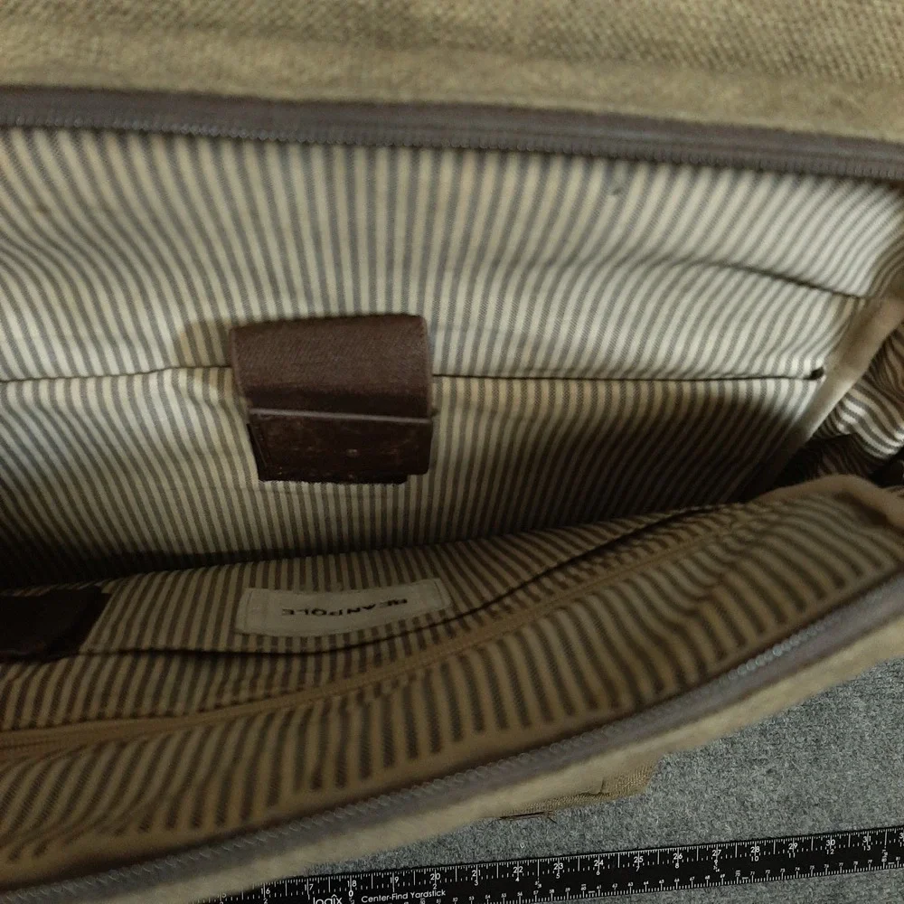 Bean Pole Retro Canvas Shoulder Bag Backpack Green Cotton Leather Accents